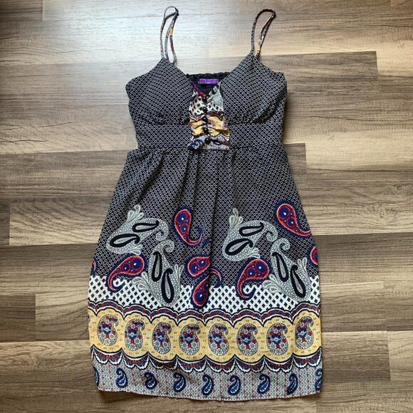 Vintage y2k bohemian Janette JOHN 3:16 Paisley Print Dress Size Small - Picture 1 of 5